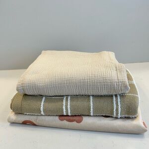 Set of Three Neutral Textured Baby Blankets